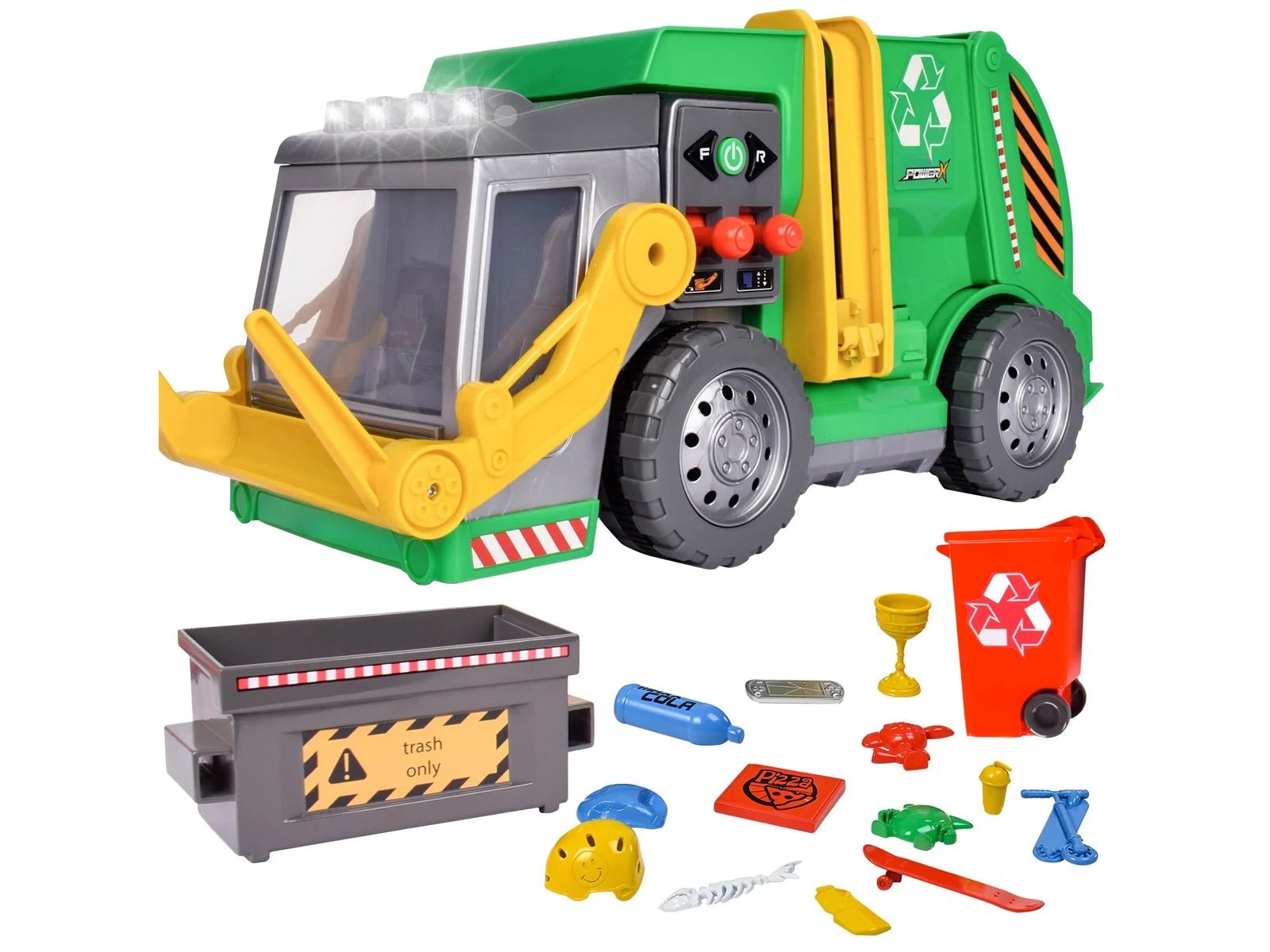 POWER X Lift'N'Dump Elektroninen Roska-auto Valoilla ja Äänillä, 46 cm