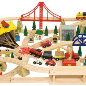 Veturisetti, jossa veturitalli, 130 osaa Bigjigs Rataverkko 090176