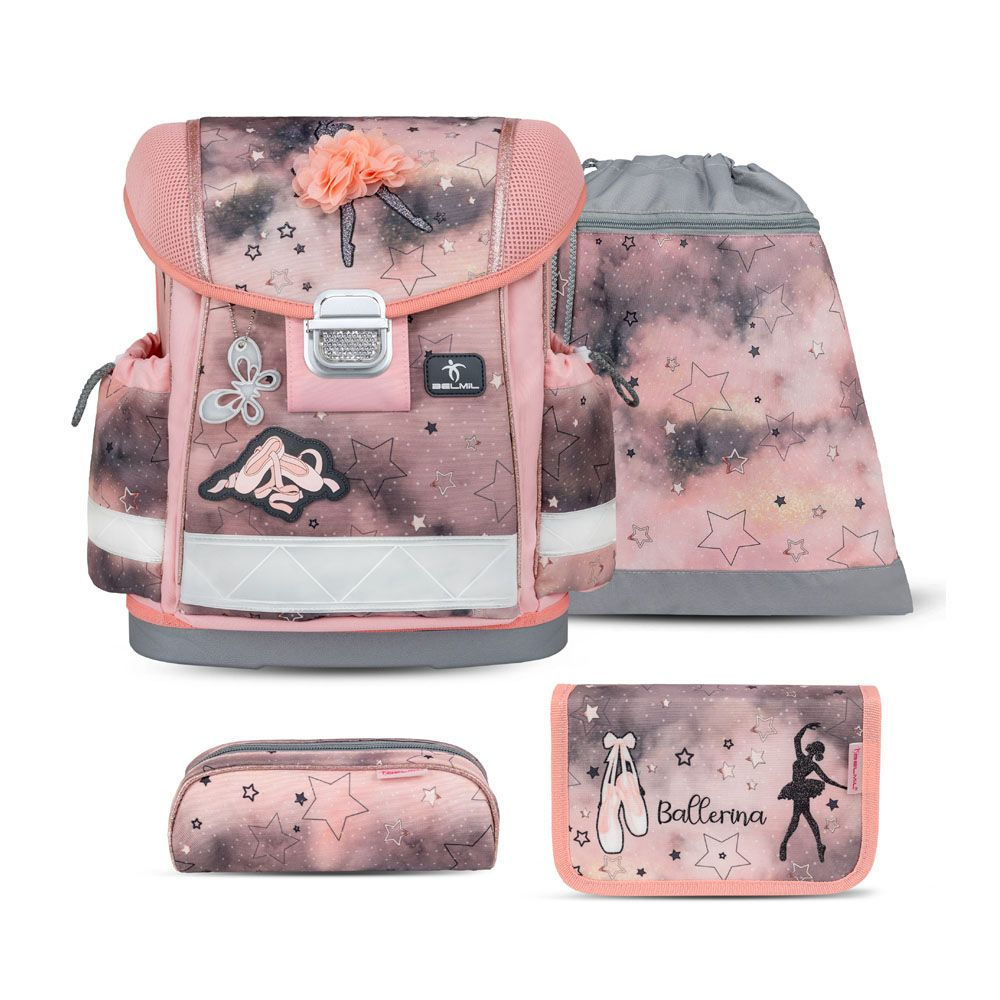 Kukkainen koululaukku, jossa 4 osaa Belmil koululaukut 879501