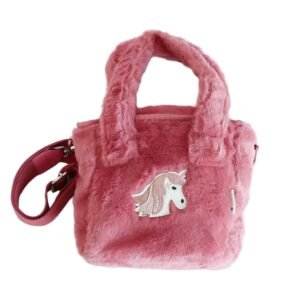 KiS Me Yksisarvinen Lasten Käsilaukku/ Olkalaukku Oranssi/Tumma Persikka Pörröinen Glitterkuvalla