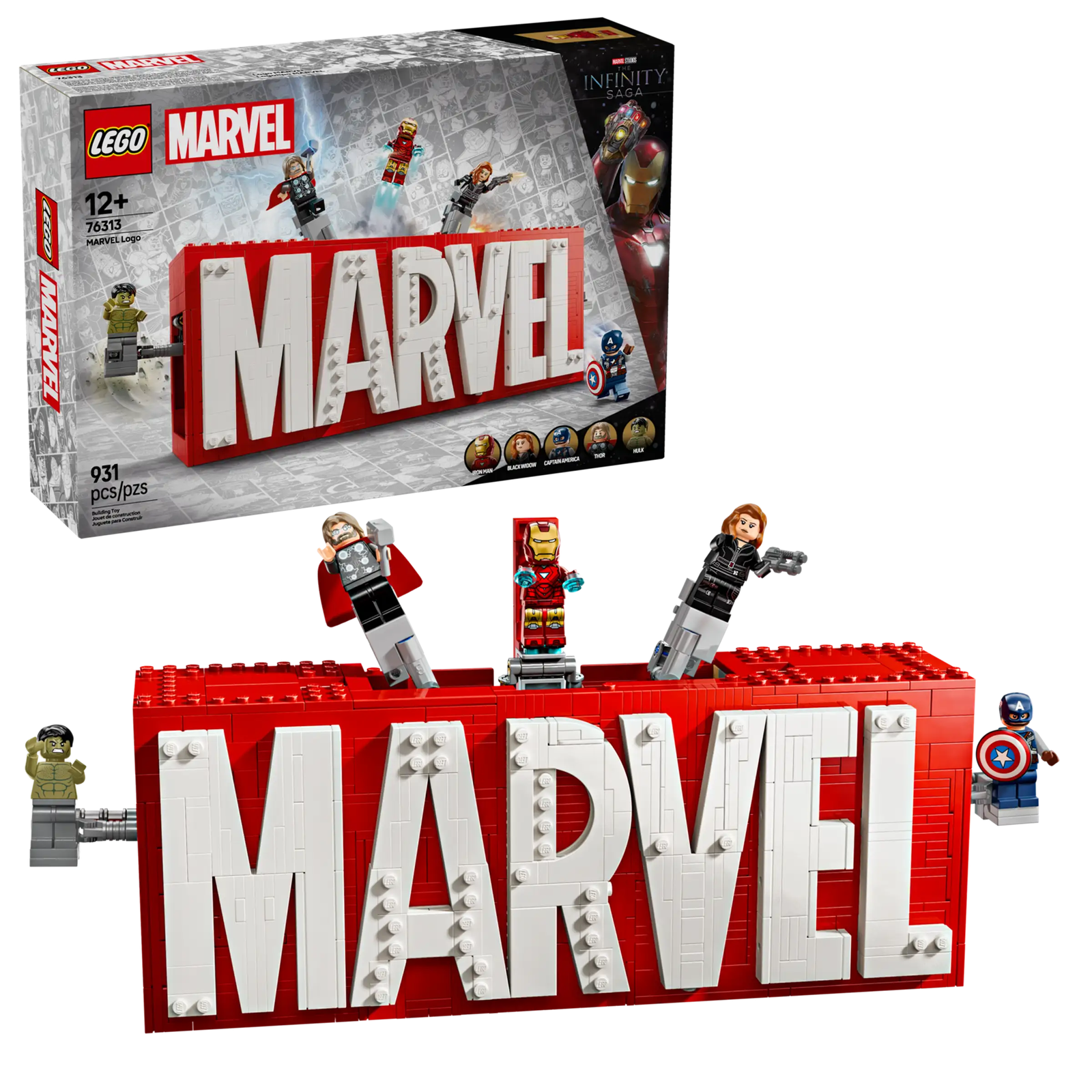 LEGO 76313 MARVEL-logo ja Minihahmot