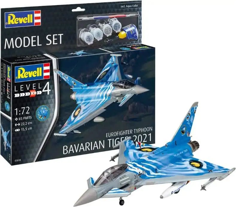 Revell Eurofighter Typhoon Bavarian Tiger 2021 Rakennussarja Lockheed 1:72 + Maalit sekä Liima