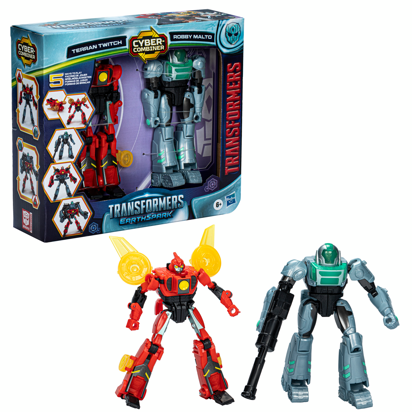 Transformers Muuntautuvat Robotit Earthspark Cyber-Combiner Twitch & Robby Malto