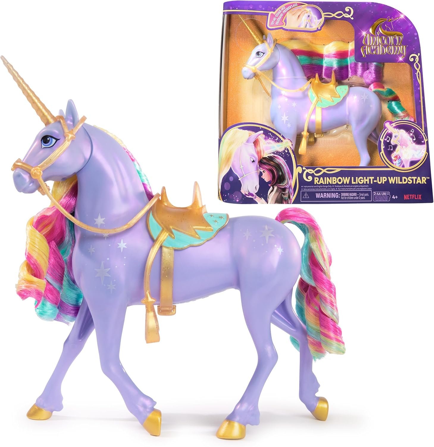 Unicorn Academy/ Yksisarvisakatemia Rainbow Light-Up Wildstar Yksisarvinen 28cm