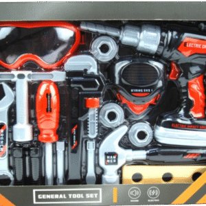 Muovinen Työkalusetti Suojalaseilla ja Paristokäyttöisellä Poralla