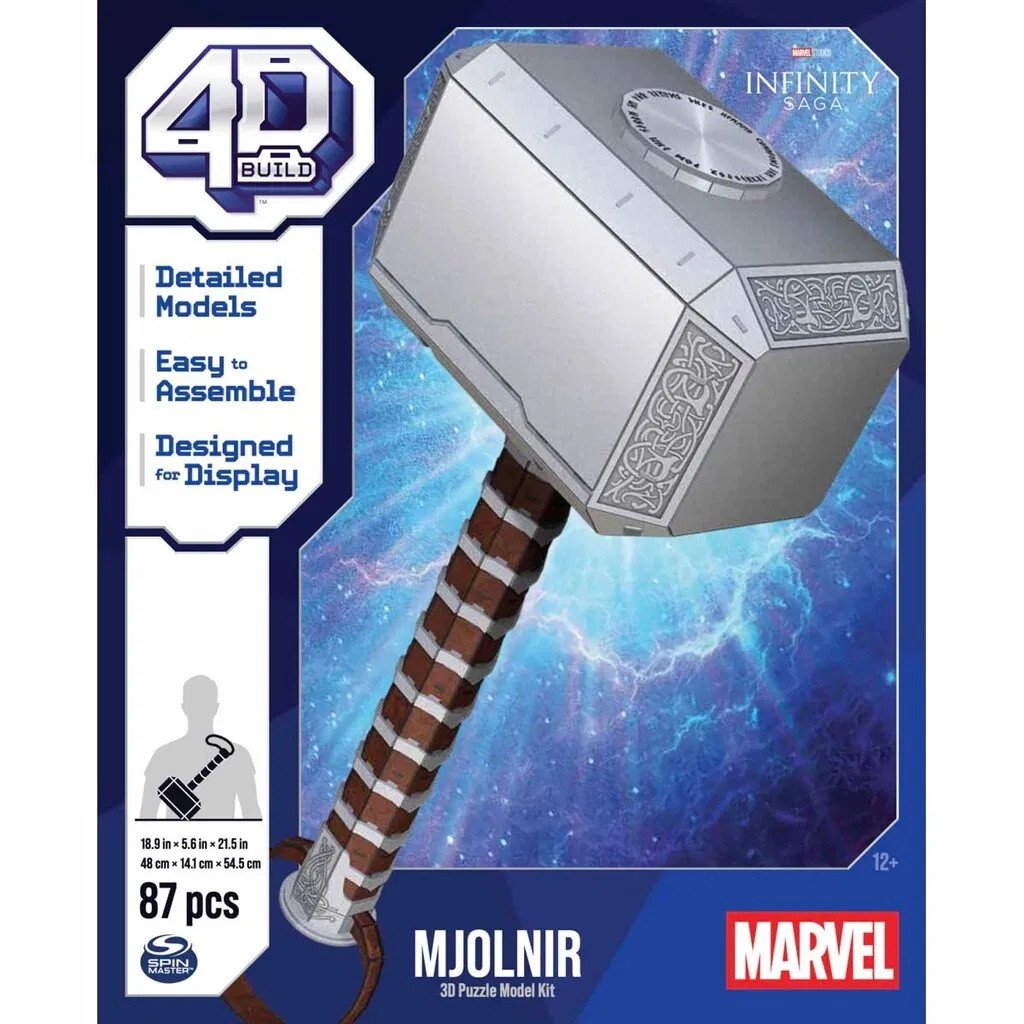 4D Build Palapelillä Marvel Mjolnir Thors Hammer