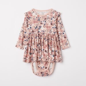 Mekko bodylla ja kukkakuviolla