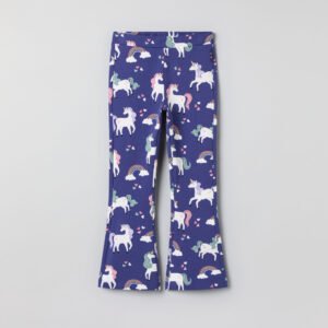 Levenevät trikoohousut yksisarviskuviolla