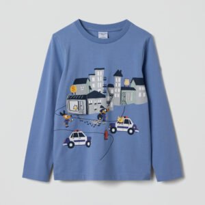 Pitkähihainen t-paita autokuviolla