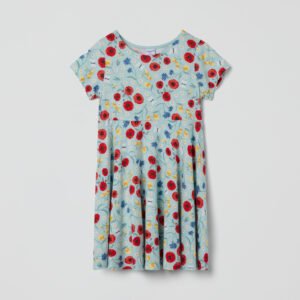 Lyhythihainen kellomekko kukkakuviolla