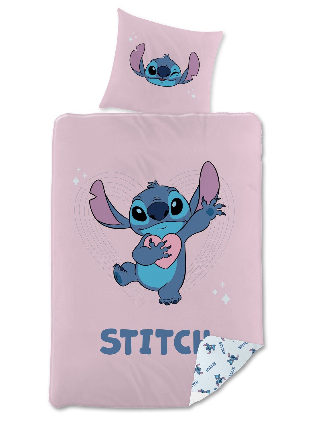 Disney Stitch Pussilakanasetti Vaaleanpunainen 150x210cm