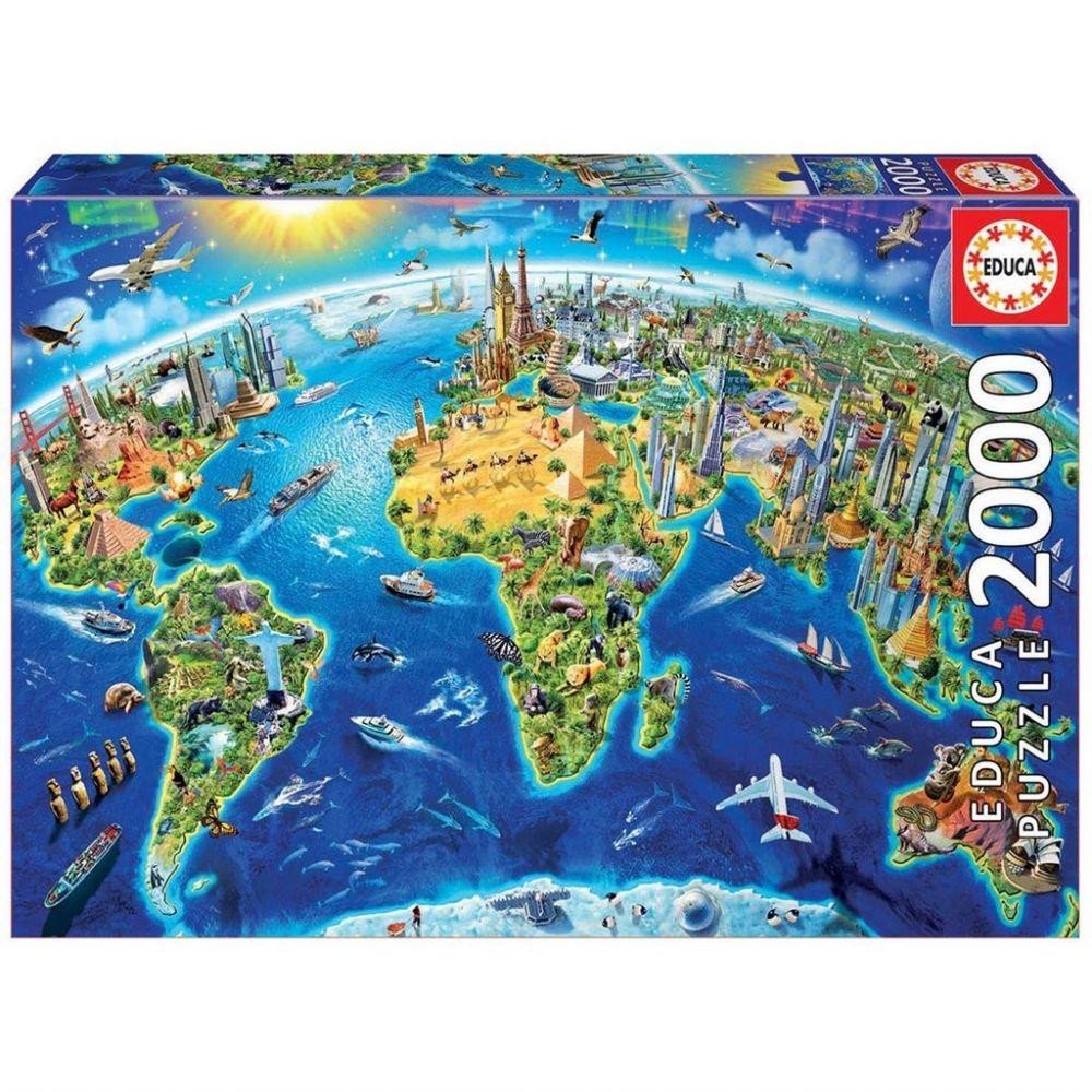 Educa World Landmarks Globe Puzzle 2000 pcs 17129