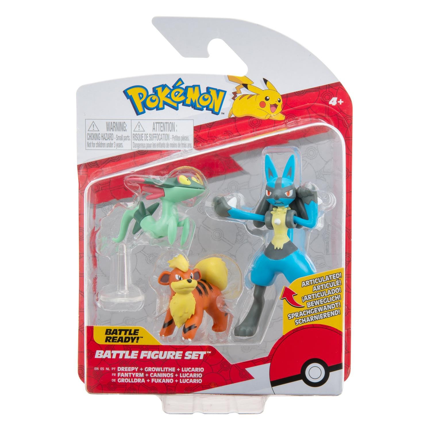 Pokemon Battle Figure Set Dreepy, Growlithe, Lucario