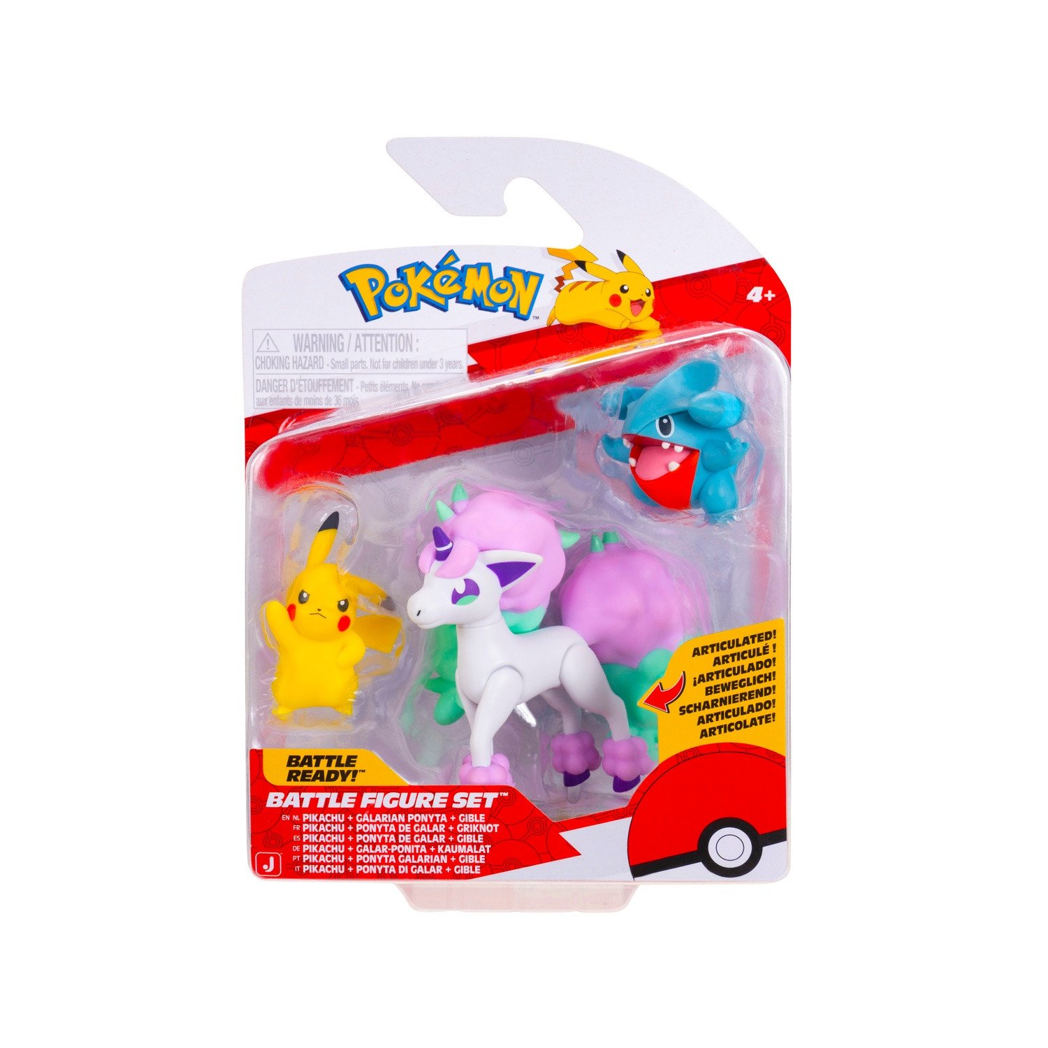 Pokemon Battle Figure Set Pikachu + Galarian Ponta + Gible
