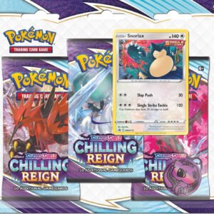 Pokemon Chilling Reign Sword & Shield 6 3-pack, Eevee foil & kolikko : Model - Snorlax