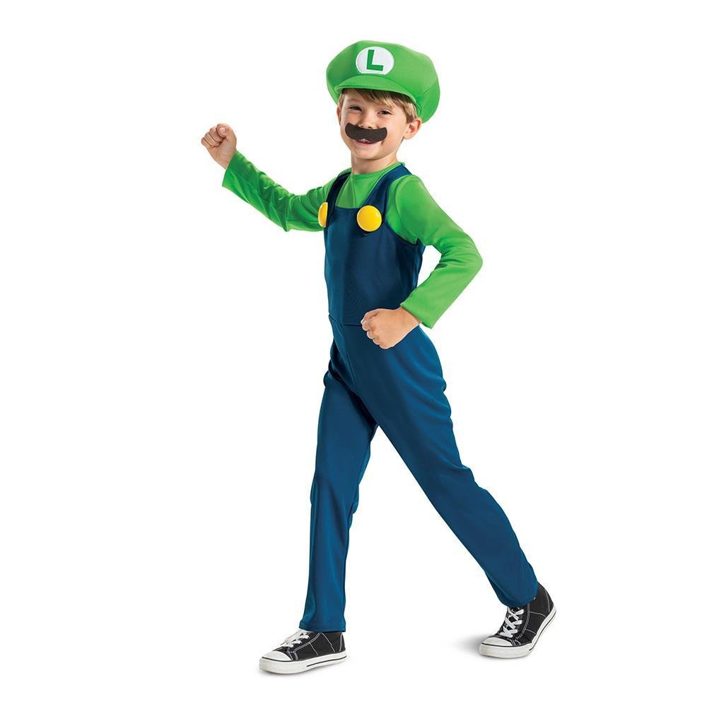 Super Mario Luigi Dress-up clothes M 7-8 years : Model - M 7-8 år