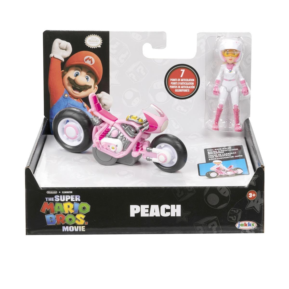 Super Mario Movie Pull Back Racer with figure Peach