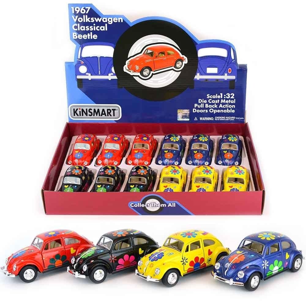 VW Beetle 1967 Floral Car with Pullback Yellow : Color - Black