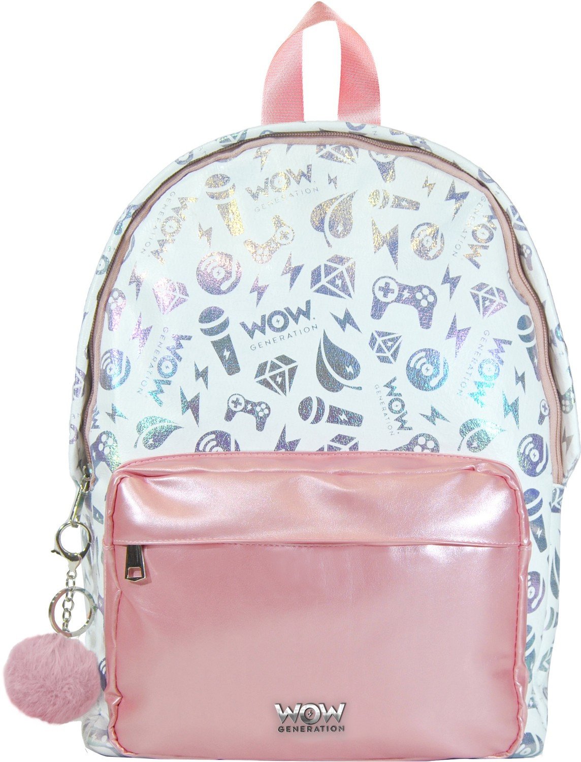 WOW Generation Reppu Valkoinen, pinkki, metallinen