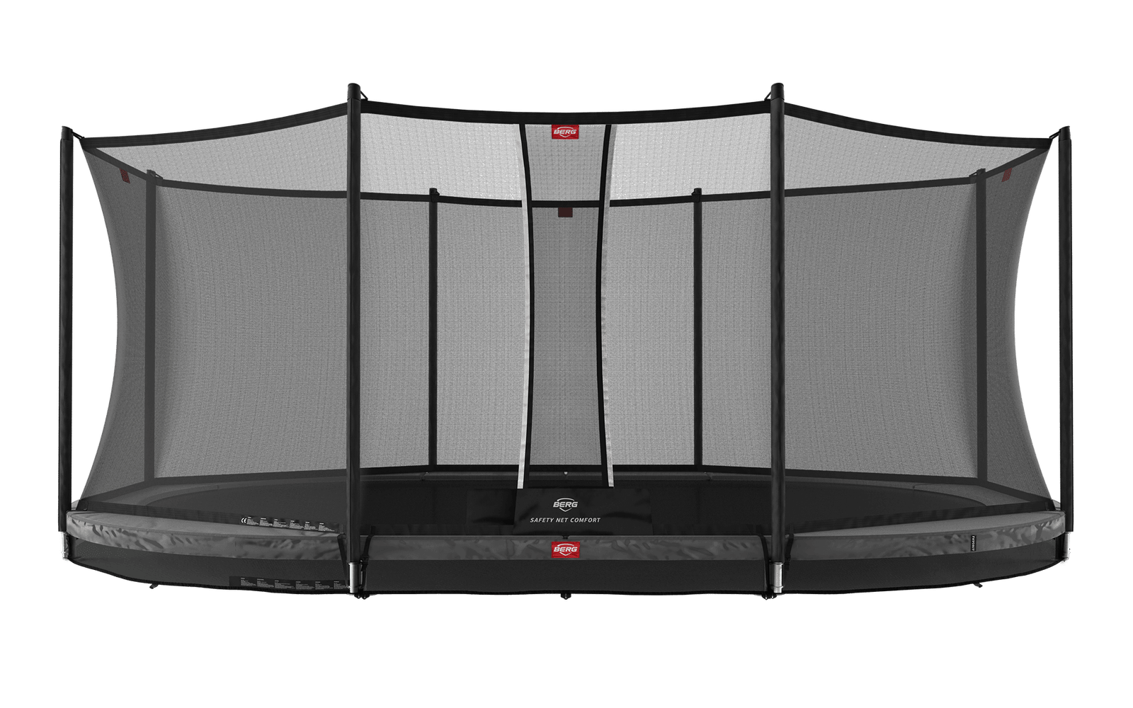 BERG Grand Favorit InGround 520 Harmaa + Safety Net Comfort - Trampoliini Ovaali - 520 x 345 cm