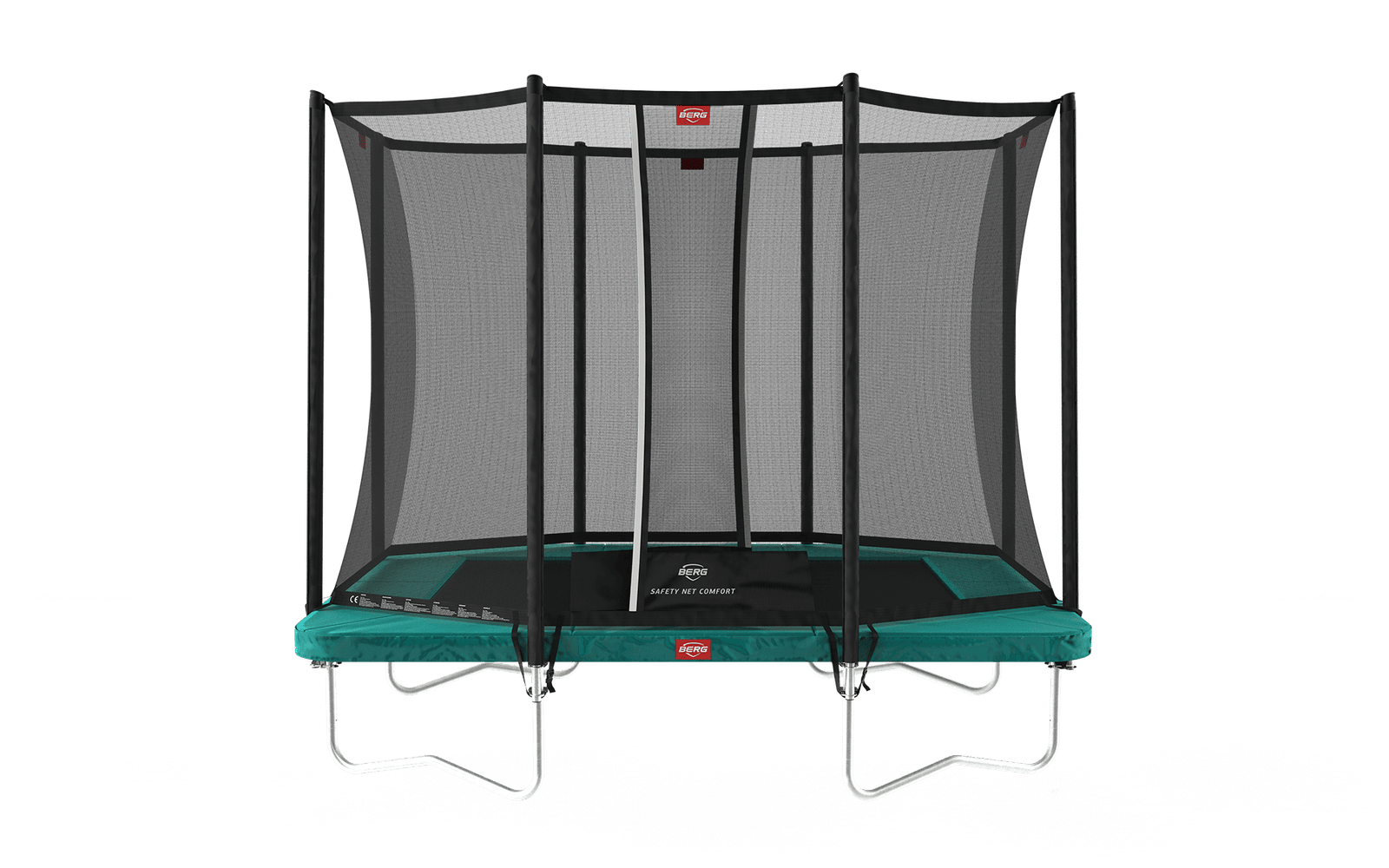 BERG Ultim Favorit Regular 280 Vihreä + Safety Net Comfort - Trampoliini Suorakulmainen - 280 x 190 cm