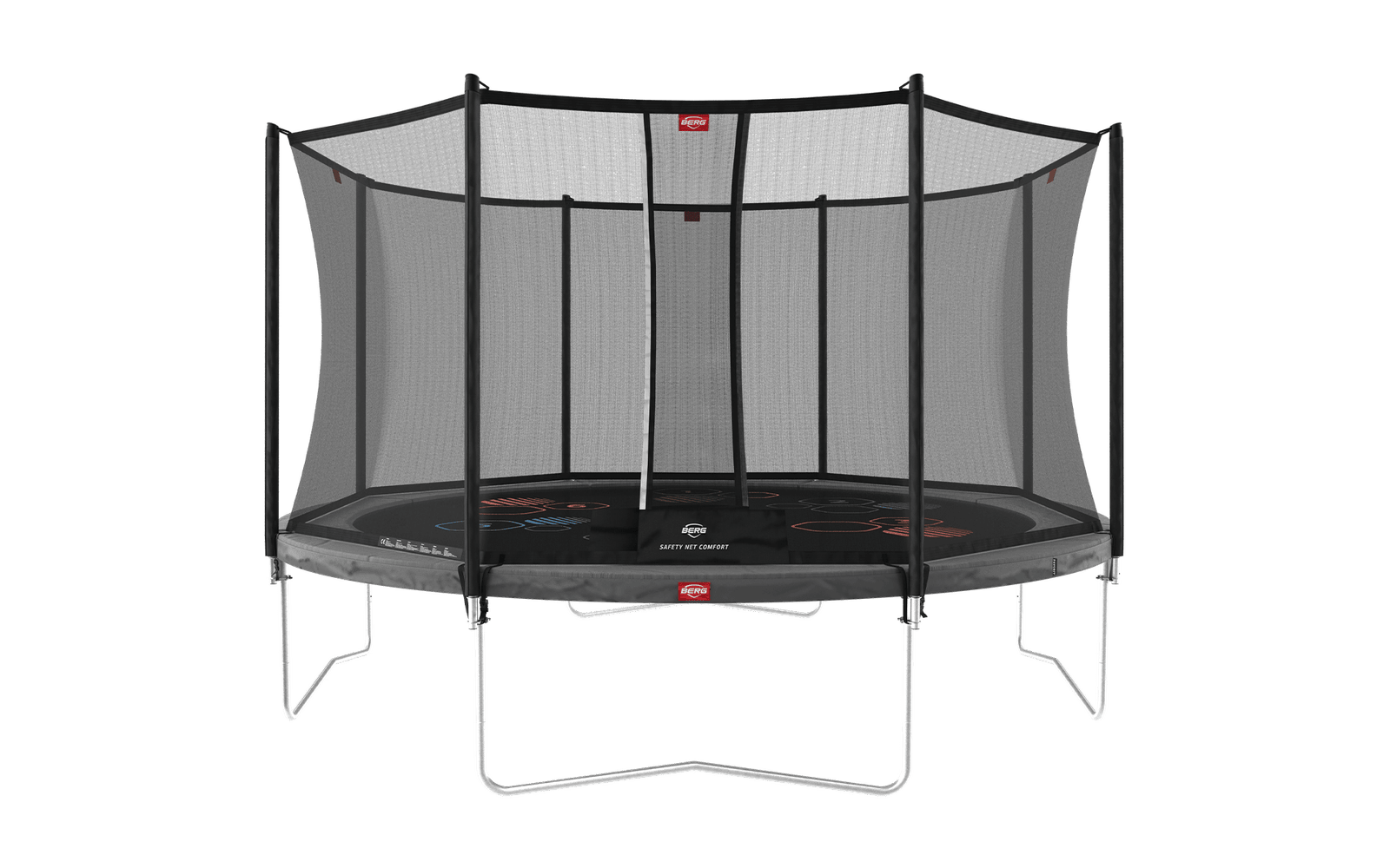 BERG Favorit Regular 430 Harmaa Levels + Safety Net Comfort - Trampoliini Pyöreä - 430 cm