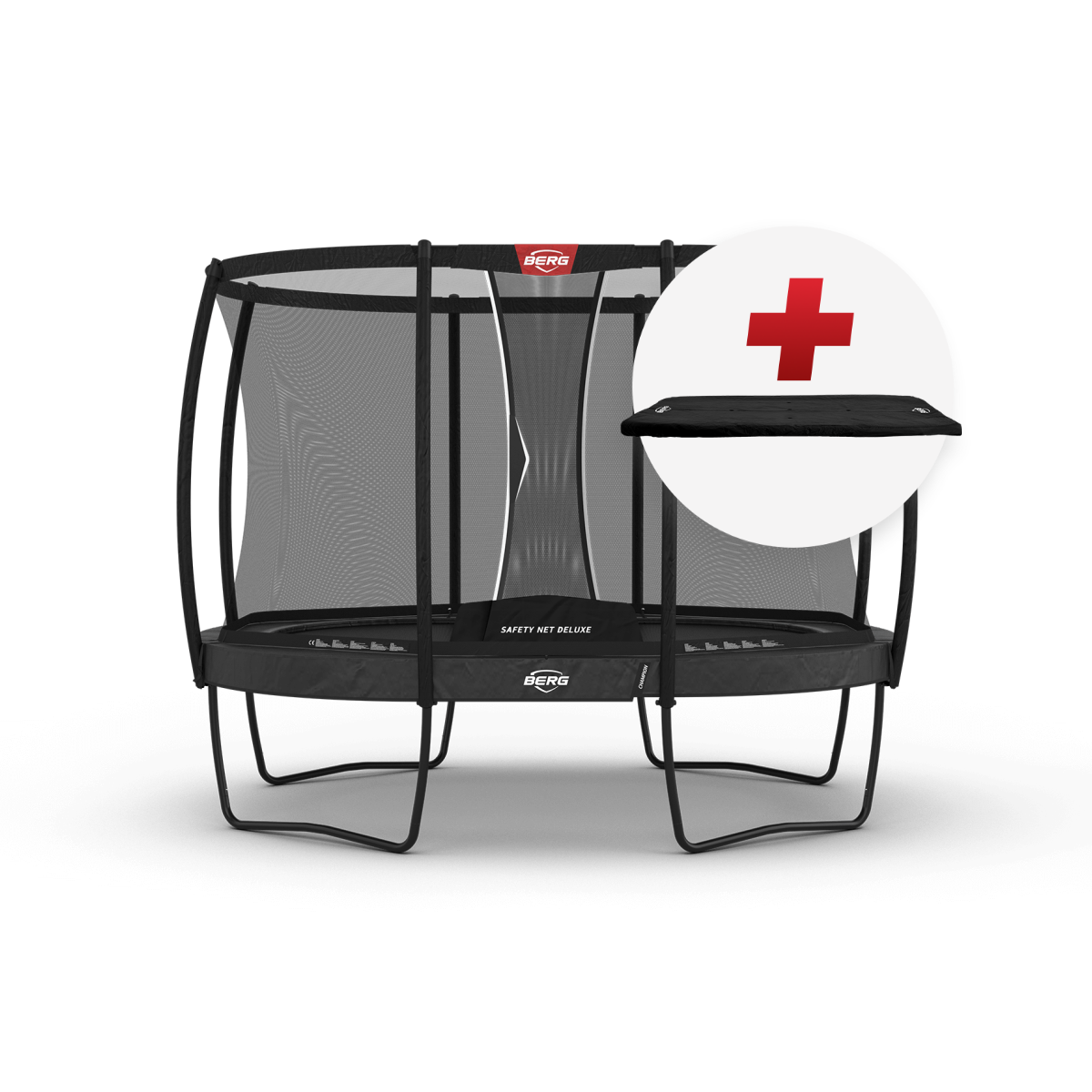 BERG Grand Champion Regular 350 Harmaa + Safety Net Deluxe - Trampoliini Ovaali - 350 x 250 cm