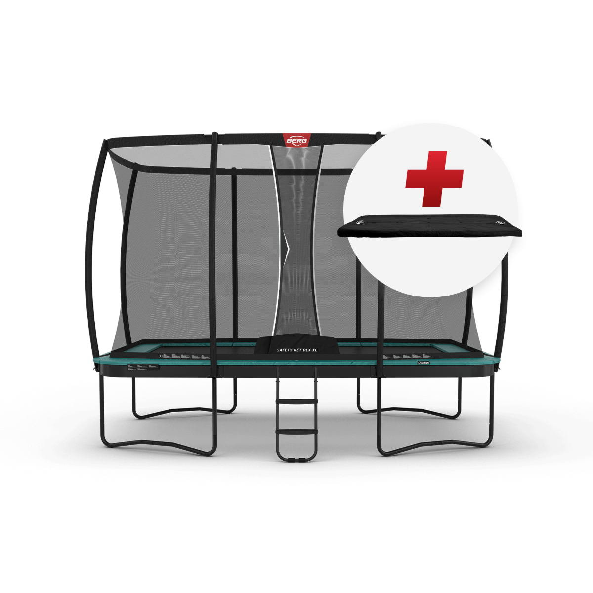 BERG Ultim Champion Regular 410 Vihreä + Safety Net DLX XL - Trampoliini Suorakulmainen - 410 x 250 cm