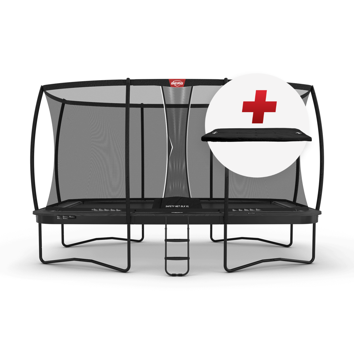 BERG Ultim Elite Regular 500 Harmaa + Safety Net DLX XL - Trampoliini Suorakulmainen - 500 x 300 cm