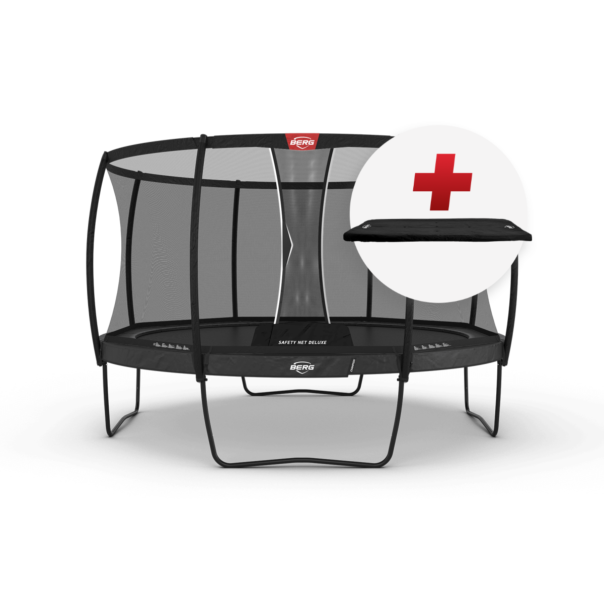 BERG Champion Regular 430 Harmaa + Safety Net Deluxe - Trampoliini Pyöreä - 430 cm