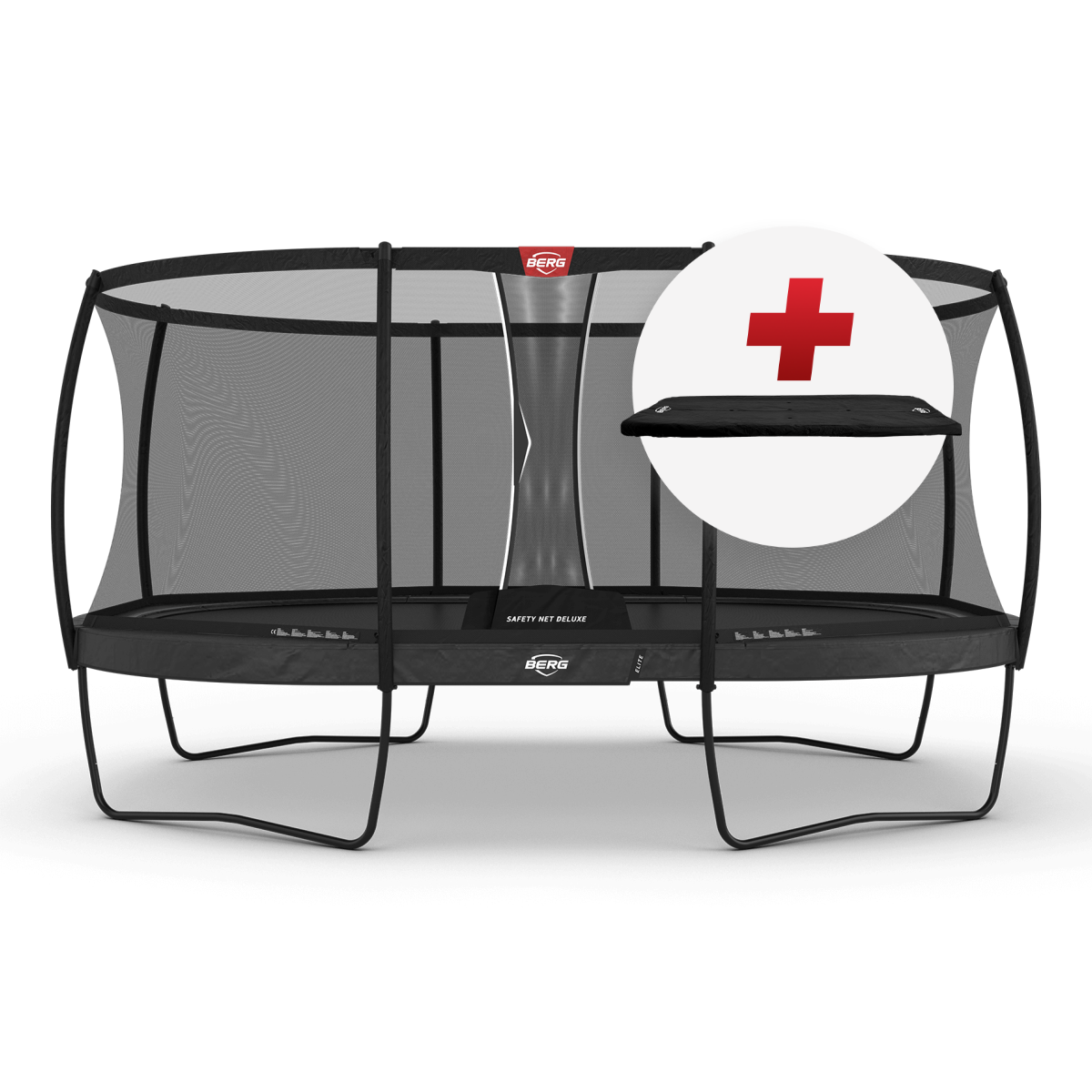 BERG Grand Elite Regular 520 Harmaa + Safety Net Deluxe - Trampoliini Ovaali - 520 x 345 cm