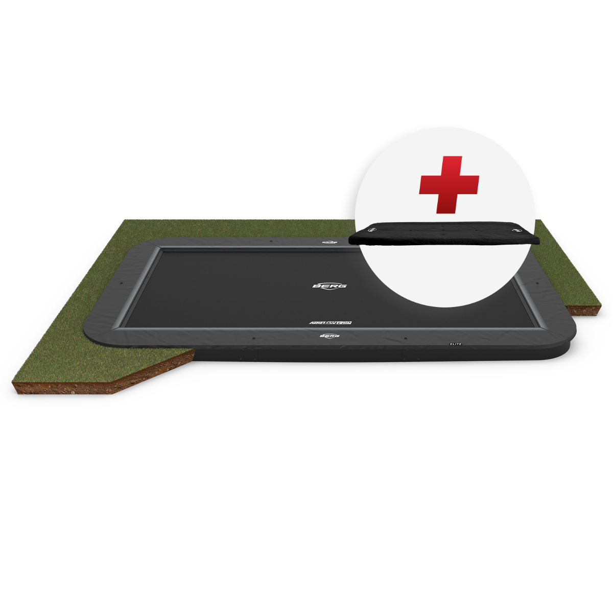 BERG SPORTS Ultim Elite FlatGround 500 Harmaa - Trampoliini Suorakulmainen - 500 x 300 cm