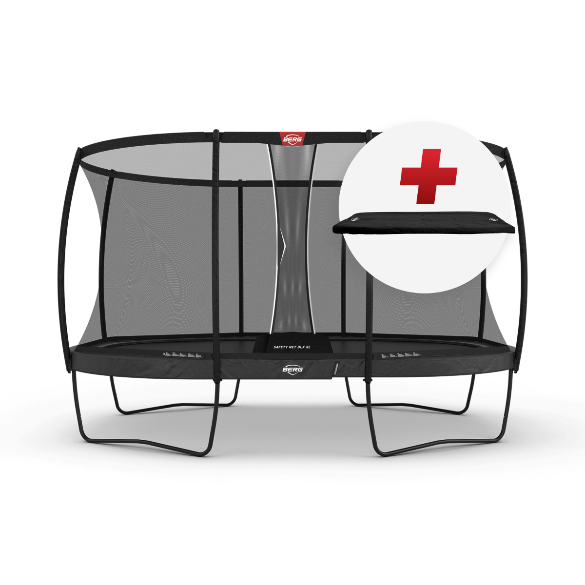 BERG Grand Champion Regular 520 Harmaa + Safety Net DLX XL - Trampoliini Ovaali - 520 x 345 cm