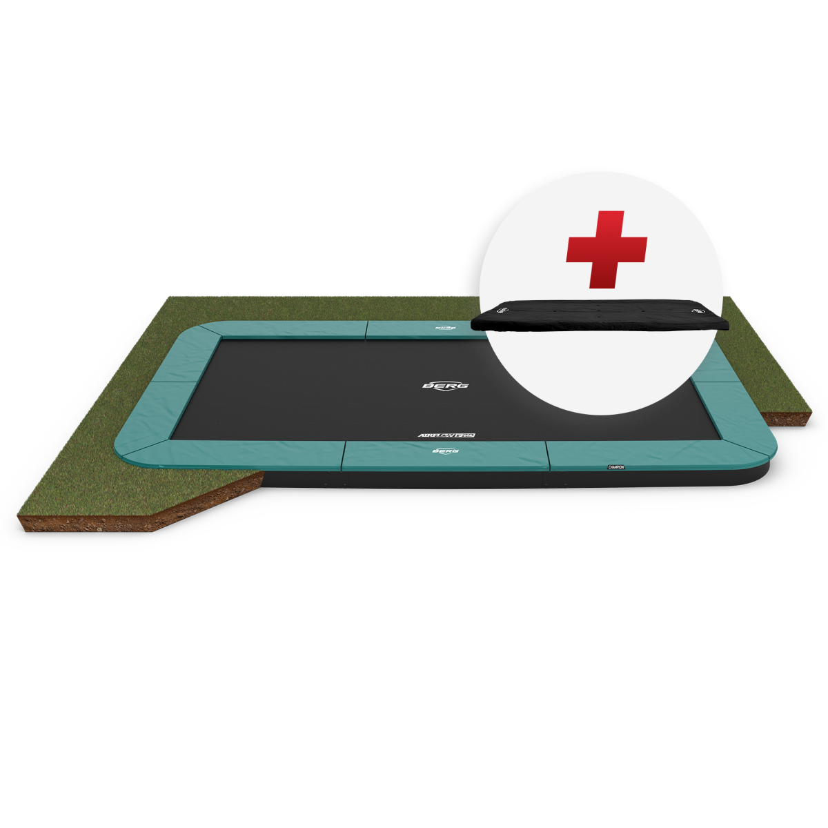 BERG SPORTS Ultim Champion FlatGround 330 Vihreä - Trampoliini Suorakulmainen - 330 x 220 cm
