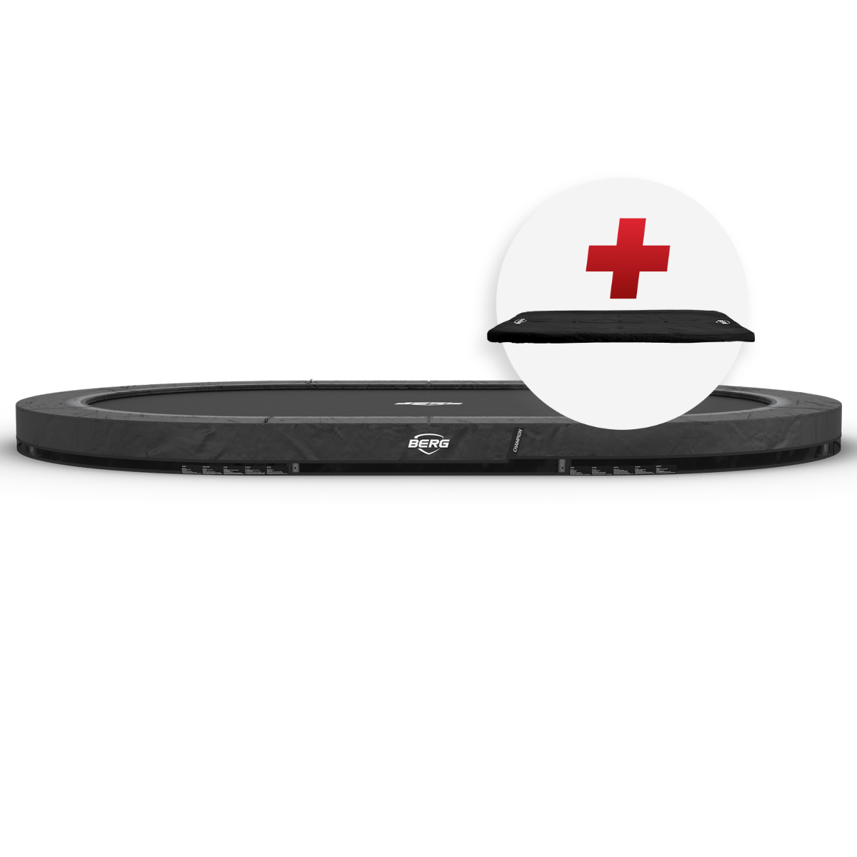 BERG SPORTS Grand Champion InGround 470 Harmaa - Trampoliini Ovaali - 470 x 310 cm