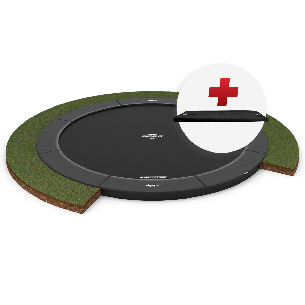 BERG SPORTS Champion FlatGround 330 Harmaa - Trampoliini Pyöreä - 330 cm