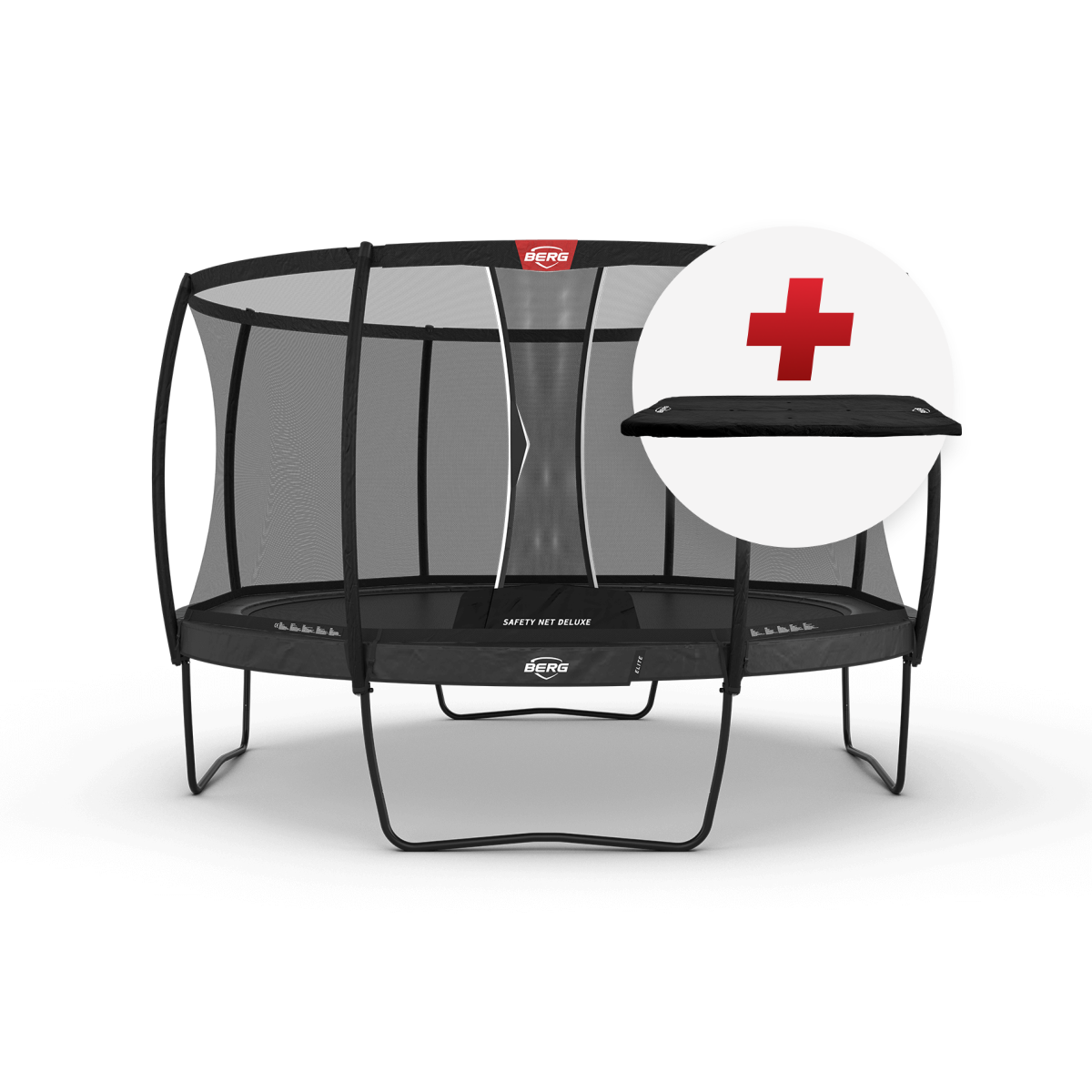 BERG Elite Regular 430 Harmaa + Safety Net Deluxe - Trampoliini Pyöreä - 430 cm