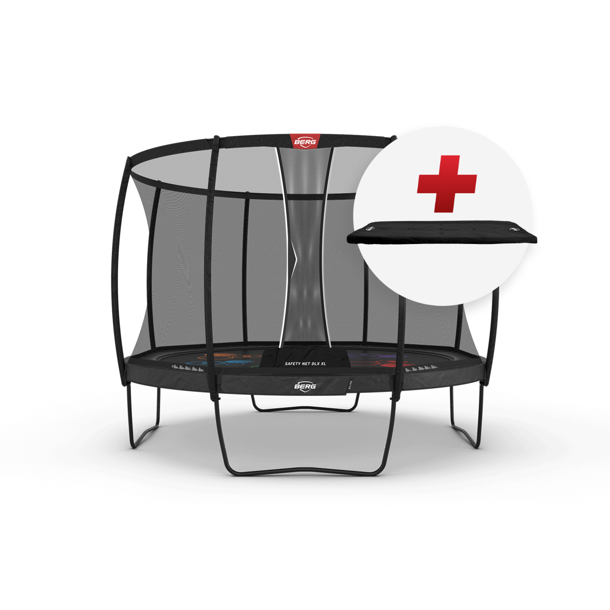 BERG Elite Regular 430 Harmaa Levels + Safety Net DLX XL - Trampoliini Pyöreä - 430 cm