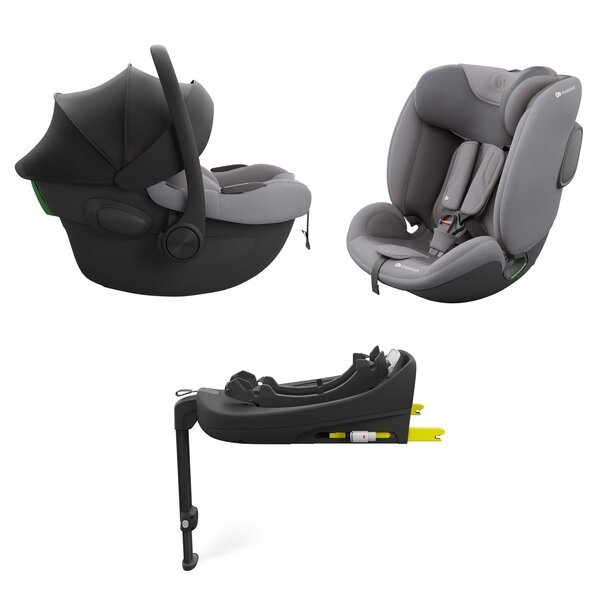 2 auton turvaistuimen setti Kinderkraft Endura Safe I-Lite 3in1, 0-36 kg, Harmaa