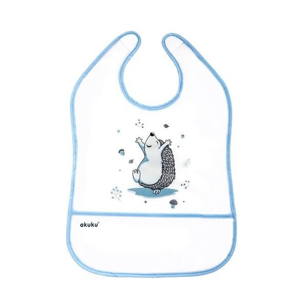 Akuku vedenpitävä ruokalappu taskulla"Siili"A0520