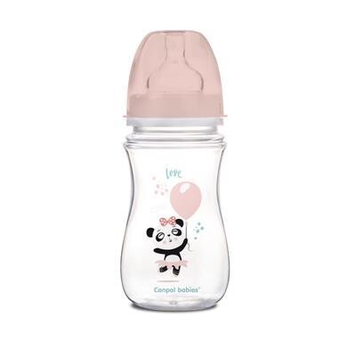 Antikolinen pullo leveällä kaulalla Canpol Babies EasyStart 35/221, 240 ml, pinkki