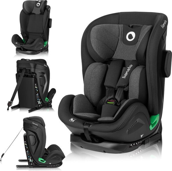 Lionelo Harper i-Size Black Carbon Grey turvaistuin, Isofix, 9–36 kg, 76–150 cm