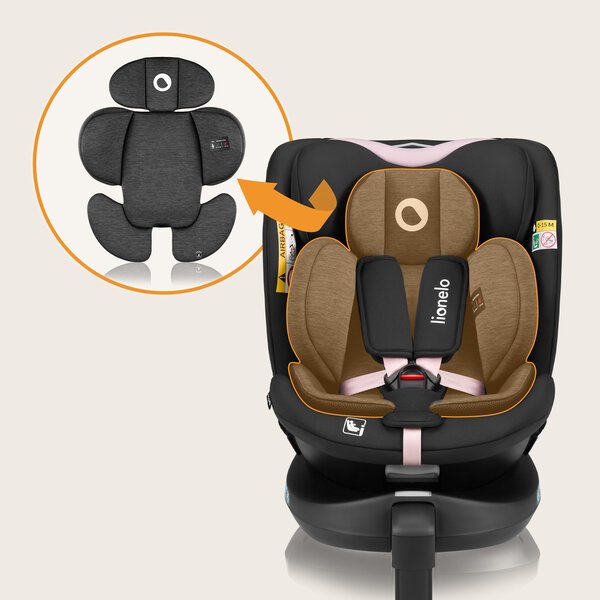 Lionelo Navy i-Size Black Pink kääntyvä turvaistuin, ISOFIX, musta/vaaleanpunainen