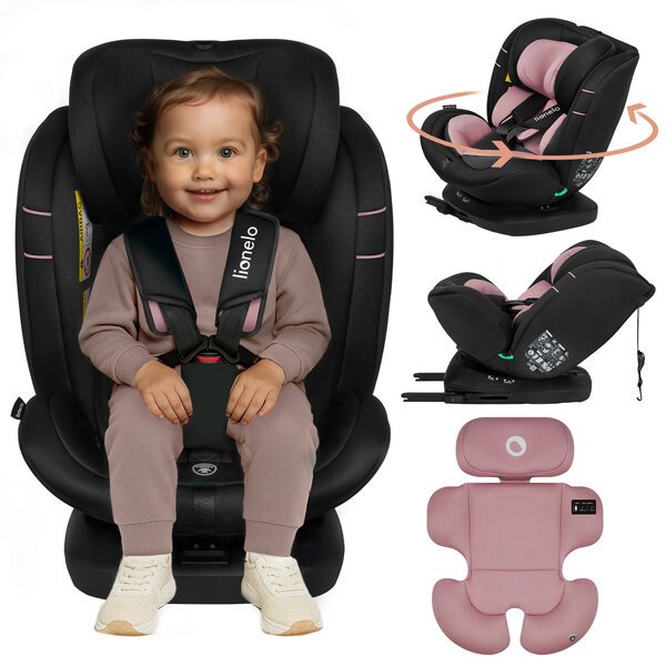 Lionelo Bastiaan I-Size Pink Rose -turvaistuin, ISOFIX, 0-36 kg, vaaleanpunainen