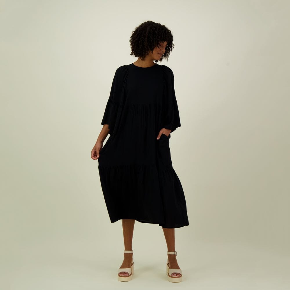 Bell Sleeve Midi Dress -Mekko | Licorice - L
