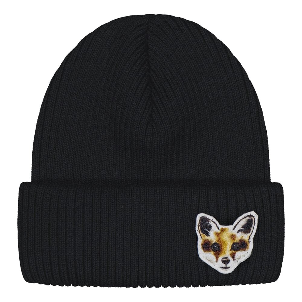 Fox Beanie -Merinovillapipo | Black - 1-2Y