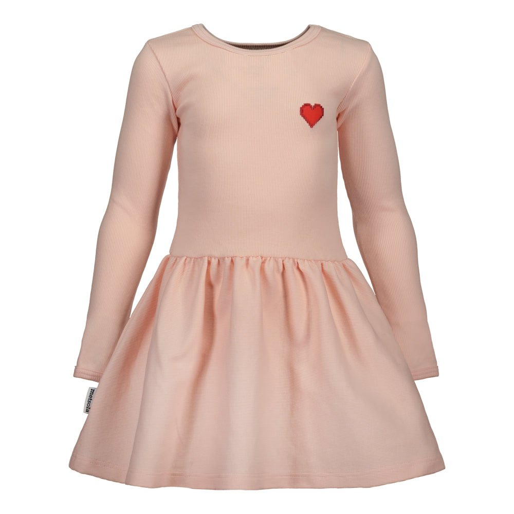 HEART RIB DRESS, LIGHT PINK SALT - 134/140