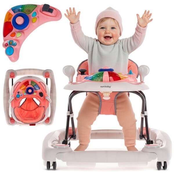 Interaktiivinen kävelytuoli, vaaleanpunainen harmaa Sun Baby
