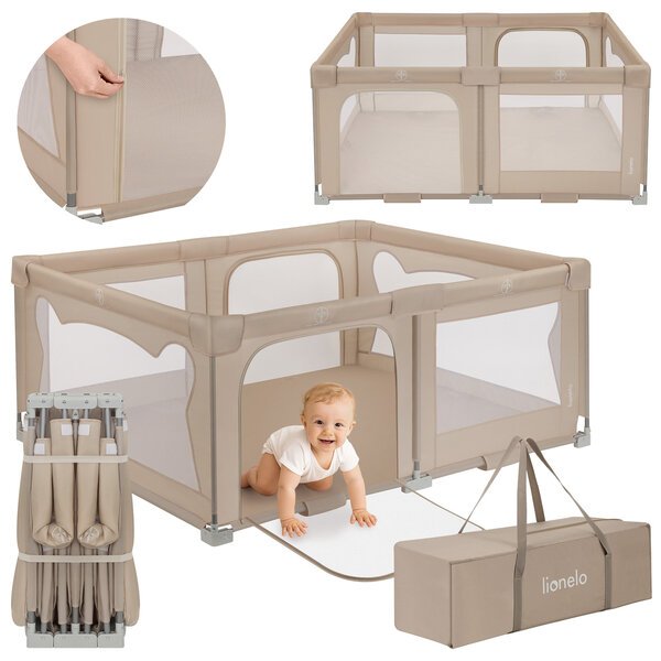 Leikkikehä lapsille Florence Easy Fold, 150x180 cm, Lionelo Beige Sand