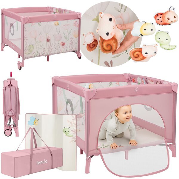 Leikkikehä lapsille MILLE PLUS, 100x100 cm, Pink, Lionelo